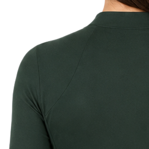 Chemise de base pour l'équitation pour femme, vert forêt, manches longues, col zippé, extensible, respirante, haute performance - Product Image 6