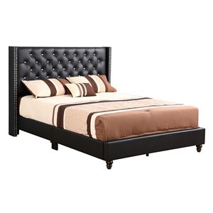 Elegante Letto Matrimoniale Nero Imbottito con Comfort e Stile - Product Image 1