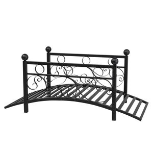 Ringhiera in Ferro Nera con Parte Superiore Piatta 102*51*43cm e Sfera in Ferro Rotonda, Elegante Ponte da Giardino - Product Image 1