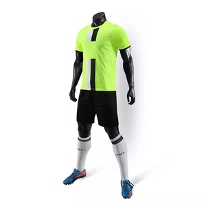 Ensemble de maillots de football bleus personnalisés avec des rayures blanches et jaunes, pour hommes adultes, en polyester respirant, impression par sublimation, uniformes d'équipe - Product Image 3
