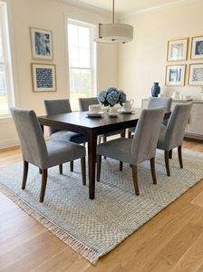 Scandinavian Geometric Wool Cotton Area <b>Rug</b> Rectangle Low Pile Flat Weave With Fringe For Living Room - Product Image 2