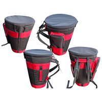 black and red padded Djembe drum bags designed to protect and transport African drum