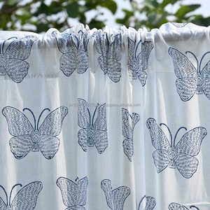 Set of 2 Hand Block Printed <b>Butterfly</b> Cotton <b>Curtains</b> for Living Room & Bedroom Valances - Product Image 6