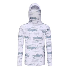 เสื้อฮู้ดดี้ตกปลาสำหรับผู้ชาย ขายส่ง แห้งเร็ว ป้องกันรังสียูวี ผ้ายืดสแปนเด็กซ์/โพลีเอสเตอร์ UPF 50 แขนยาว ระบายอากาศได้ดี มีช่องด้านหน้า - Product Image 1