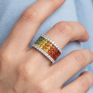 Handmade Fine Jewelry Special Design <b>Rainbow</b> Ring 18k Gold Real <b>Top</b> Quality Cross Band Ring Natural Diamond - Product Image 6