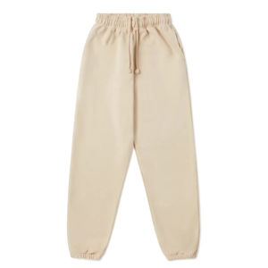 Pantalones Deportivos de Hombre, Color Beige, de Algodón y Lana, Estilo Vintage, Corte Recto, Cintura Elástica con Cordón, Casuales, Tejidos, para Otoño - Product Image 4