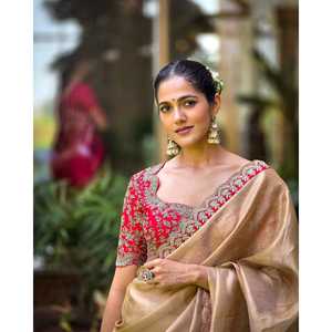 Saree de soirée avec broderie séquentielle et cordon - Product Image 3