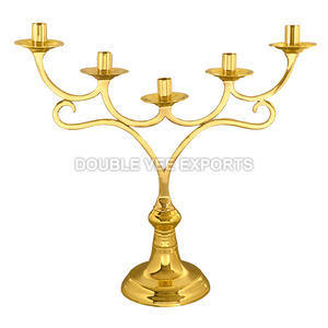 Candelabro de Latón Sólido de 5 Luces |   Candelabro Tradicional para Iglesia y Templo - DOUBLE VEE EXPORTS - Product Image 2