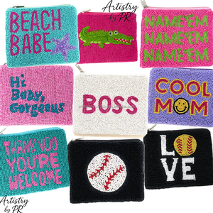 Mini porte-monnaie tendance fait main, perles brodées, fermeture éclair, sangle chaîne, texte personnalisé, motif animal, cadeau promotionnel - Product Image 6