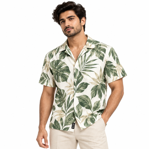 RITS <b>Men's</b> <b>Hawaiian</b> <b>Shirt</b> Short Sleeve Tropical Leaf Print Cotton Vacation <b>Shirt</b> Summer Breathable Turn-down Collar wholesale - Product Image 5