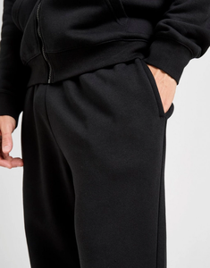 Ensemble de survêtement pour homme, sweat-shirt à capuche zippé noir en polaire, couleur unie, décontracté, pour l'automne - Product Image 5