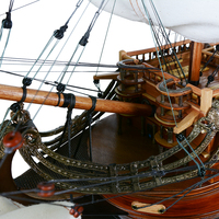 T063C - Modèle de voilier en bois San Felipe à voile courbée, bateau à voile artisanal peint à la main, artisanat nautique pour la décoration intérieure