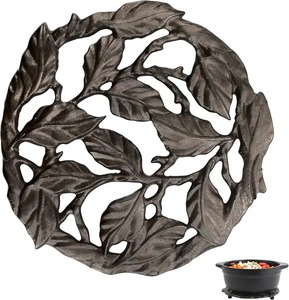 Décoration murale en fonte noire mate motif arbre, panneau en métal carré en relief avec boucle de suspension, dessous de plat en métal robuste pour cuisinière à gaz - Product Image 4