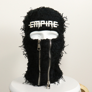 Wholesale Custom Logo Distressed Ski Mask Designer Winter Knitted Balaclava Full Face Cover - Product Image 6