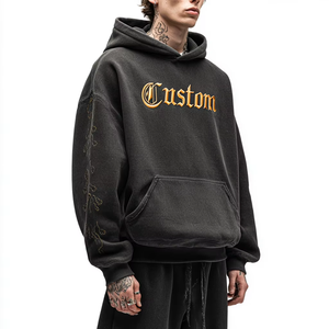 Sudadera con Capucha Personalizada de Primera Calidad, 100% Algodón, Fabricada a Medida, Talla Grande, Bordada, para Hombre - Product Image 3