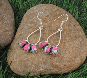 Wholesale Luxury 925 <b>Sterling</b> <b>Silver</b> Cotton Candy Gemstone Open <b>Wire</b> Teardrop Dangle Earrings Natural Pink Engagement Gift - Product Image 5