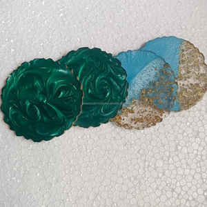 Sets de table en acrylique au design marbré unique et tendance, plaqués or, couleur personnalisée, style classique européen, décoration élégante pour la maison, pour le café et le thé - Product Image 1