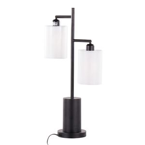 Cannes Contemporary <b>Black</b> <b>Metal</b> Table <b>Lamp</b> with White <b>Shades</b> Modern Elegant Design - Product Image 4