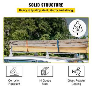 Adjustable Steel <b>Roof</b> <b>Rack</b> <b>for</b> Vans 2 Bars 331 LBS Capacity 52"-63.8" White <b>Roof</b> Ladder <b>Rack</b> Ladder Stoppers Rain Gutters <b>Kayak</b> - Product Image 3