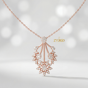 Colgante de Diamantes con Diseño Floral Dorado y Cadena de Eslabones Chapada en Oro para Mujer, Ideal para Aniversarios de Boda y Fiestas - Diseño Elegante y Lujoso - Product Image 2