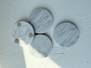 White Gray Round <b>Marble</b> <b>Coaster</b> Modern Design <b>Marble</b> <b>Coaster</b> Set Round Stone Mats 300 Mm Diameter Modern Design - Product Image 3