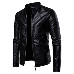 Fashionable Custom Design Men Leather <b>Jacket</b> with Stand Collar Fabric High Quality <b>Winter</b> <b>Jacket</b> for Men and Bikers - Product Image 1