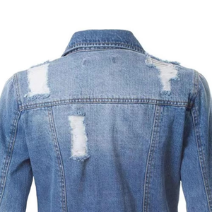 แจ็คเก็ตยีนส์ผู้หญิงคุณภาพสูงขายส่ง เสื้อแจ็คเก็ตยีนส์ลำลองสำหรับผู้หญิง เสื้อคลุมยีนส์สำหรับฤดูใบไม้ร่วง ติดกระดุม - Product Image 5
