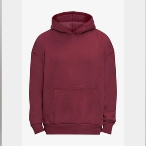 Sweat-shirt à capuche bordeaux pour homme, coupe oversize, décontracté, pour l'automne, en molleton tricoté, couleur unie, avec poches - Product Image 1