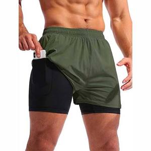 Shorts de sport pour hommes, personnalisables avec logo, taille haute, séchage rapide, respirants, grandes tailles, motif uni, pour l'entraînement, vente en gros, fitness - Product Image 1