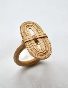 แหวนรองผ้าเช็ดปากหวายธรรมชาติทอมือ รูปทรงฟักทอง แหวนรองผ้าเช็ดปากหวายสำหรับโต๊ะอาหาร ของตกแต่งงานแต่งงาน - Product Image 2