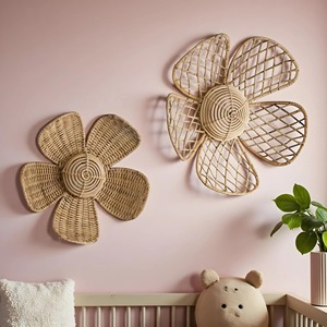 Rattan Artistic Flower Wall Hanging Decor For Home Living Room Bedroom Entryway Wall Styling Natural And Handmade Floral Accent - Product Image 5