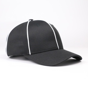 <b>Black</b> 5-Panel Trucker <b>Baseball</b> <b>Cap</b> White Contrast Stitching Unisex Mesh Fit Casual Breathable Waterproof Hat for Adults Custom - Product Image 5