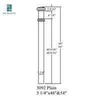 3092 Plain 3-1/4 ''X 48'' Rampes d'escalier en chêne rouge Artisan Design Balustres en bois Boîte Newel Post
