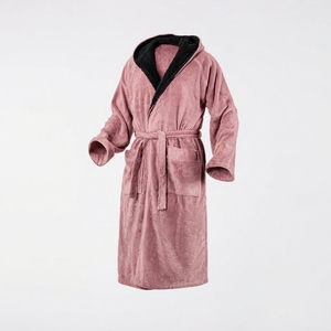 Cozy Full Length Hooded Terry Robe For Adults Soft 100% Cotton Winter Wear With Drawstring Closure Solid Color - Product Image 6