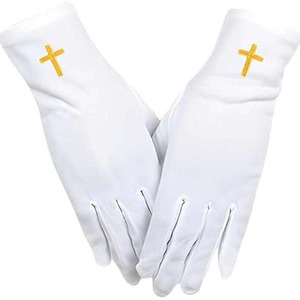 Gants de Régalia Maçonnique en Polyester Coton Métallisé Respirant avec Logo Brodé pour Utilisation Quatre Saisons - Product Image 5