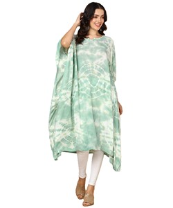 High Quality Designer Rayon <b>Kaftan</b> Tie Dyed <b>Summer</b> Daily Wear Regular Fit Sweetheart neck at Best Price by Supplier - Product Image 1