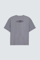 T-shirt gris surdimensionné pour homme, manches courtes, col rond, décontracté, 100% coton jersey, coupe régulière, longueur normale