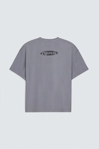 เสื้อยืดโอเวอร์ไซส์สีเทาสำหรับผู้ชาย แขนสั้น คอกลม สไตล์ลำลอง ผ้าฝ้ายเจอร์ซีย์ 100% ทรงปกติ ความยาวปกติ - Product Image 4