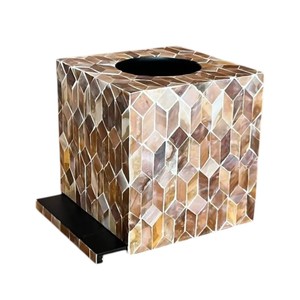 Boîte à mouchoirs en bois faite à la main avec incrustation de nacre pour la décoration de la maison - Product Image 3
