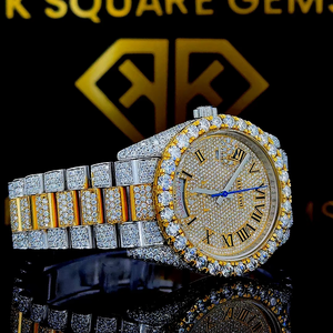 Montre de luxe unisexe en acier inoxydable, étanche 3 mètres, à mouvement quartz automatique, avec diamants Moissanite et cristal saphir, vente en gros - Product Image 1