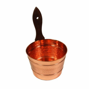 Ensemble seau et louche de luxe 100 % cuivre pur avec manche en bois, fait main, 4 L, pour spa professionnel et sauna traditionnel - Product Image 5