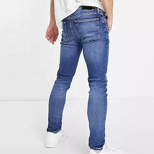 Jeans de Mezclilla Personalizados de Alta Calidad, Corte Regular, 100% Algodón, Transpirables, para Hombre, Lavado Desgastado, Estilo Urbano, Color Azul - Product Image 5