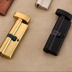 Serrure à poignée cylindrique moderne en laiton massif de 70 mm avec mécanisme d'entrée à clé double face pour cuisine, salle de bain et rangements de gym - Product Image 1