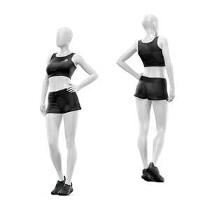 Customized Women's 2 Piece Yoga Set Scoop Neck <b>Crop</b> <b>Top</b> High Waist Shorts 100% Polyester Breathable Fabric Solid Printed Set - Product Image 3