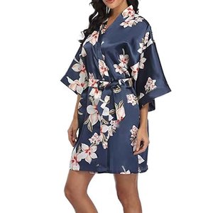 Albornoces Lisos de Satén de Poliéster al por Mayor para Mujer, Kimono, Bata de Baño, Fiesta, Playa, Novia, Dama de Honor, Boda, Ropa de Dormir, Logotipo Personalizado - Product Image 2