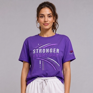 Camiseta de Algodón con Estampado Puff para Mujer, Cómoda para el Día a Día, Estilo Casual, Corte Holgado, Diseño Gráfico Moderno - Product Image 4