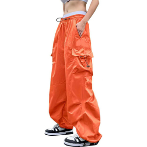 Custom Logo and Color Vintage Pockets High Waist Streetwear Baggy Casual Ladies Long Cargo Pant for Women Cargo <b>Trousers</b> - Product Image 1