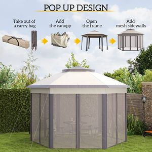Gazebo Hexagonal Plegable de 13FT X 13FT con 6 Mallas de Malla con Cremallera para Patio, Jardín, Bodas, Fiestas y Patios - Product Image 4