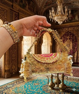Bolso de mano para boda, de metal chapado en oro, hecho a mano, con forma personalizada, tallado, artesanía Tayyab, F S International Uttar - Product Image 5