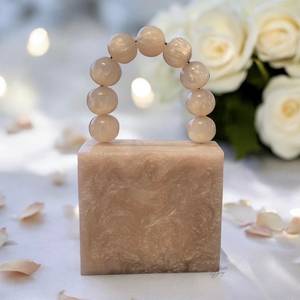 Hand Crafted Eco-Friendly Indian Luxury Acrylic Resin Mini Clutch Beaded Strap Evening <b>Wristlet</b> MODEL - Product Image 1